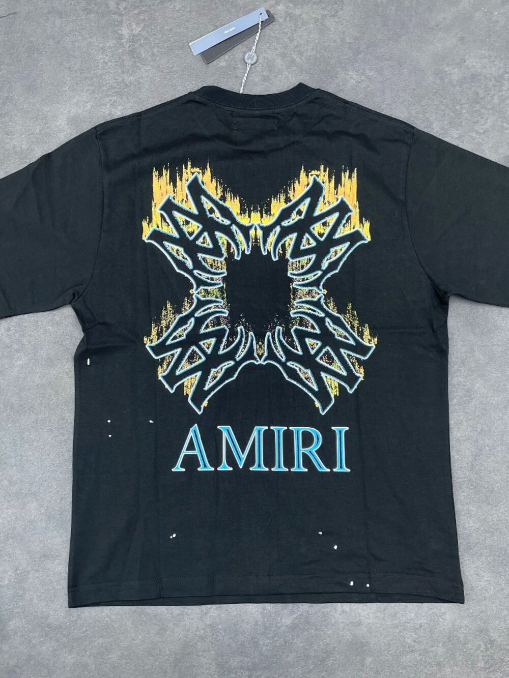 AMIRI Men’s Black Graphic Logo Paint Splatter T-Shirt- Size Small